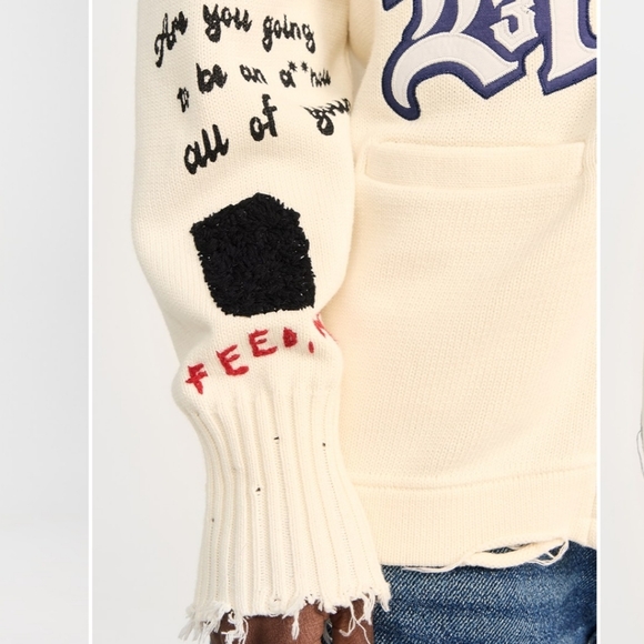 R13 Distressed Graffiti Cardigan Sweater - Picture 8 of 16